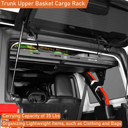 Load image into Gallery viewer, Hooke Road Trunk Upper Basket Cargo Rack for 2018-2024 Jeep Wrangler JL 4-Door Hardtop b3083s 10