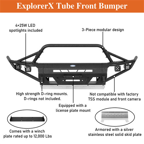 Load image into Gallery viewer, Hooke Road Tube Front Bumper for 2016-2023 Toyota Tacoma 3rd Gen b4226ab 14
