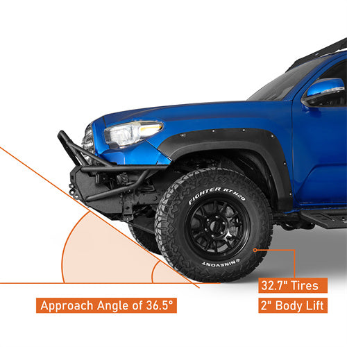Load image into Gallery viewer, Hooke Road Tube Front Bumper for 2016-2023 Toyota Tacoma 3rd Gen b4226ab 7