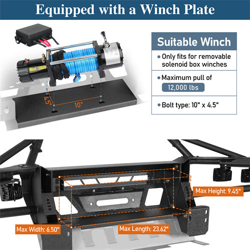 Load image into Gallery viewer, Tube Front Bumper w/ Winch Plate & 4 LED Lights for 2005-2011 Toyota Tacoma - Hooke Road