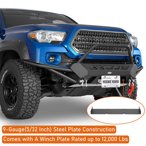 Load image into Gallery viewer, Hooke Road Tube Front Bumper with Winch Plate for 2016-2023 Toyota Tacoma 3rd Gen b4219s 10