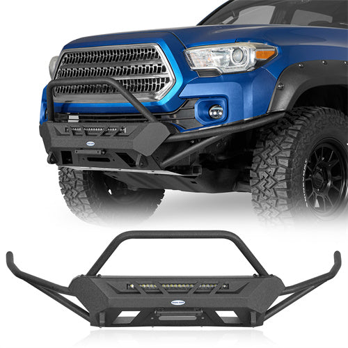 Load image into Gallery viewer, Hooke Road Tube Front Bumper with Winch Plate for 2016-2023 Toyota Tacoma 3rd Gen b4219s 1