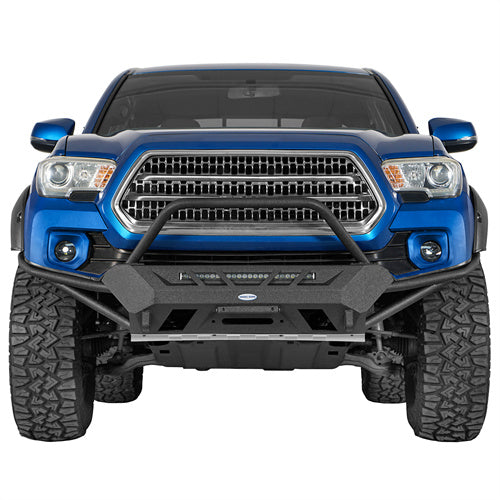 Hooke Road Tube Front Bumper with Winch Plate for 2016-2023 Toyota Tacoma 3rd Gen b4219s 2