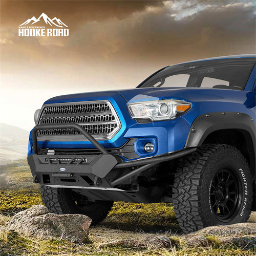Load image into Gallery viewer, Hooke Road Tube Front Bumper with Winch Plate for 2016-2023 Toyota Tacoma 3rd Gen b4219s 3