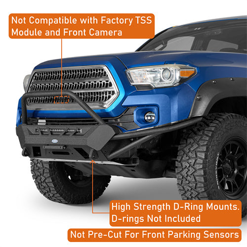 Load image into Gallery viewer, Hooke Road Tube Front Bumper with Winch Plate for 2016-2023 Toyota Tacoma 3rd Gen b4219s 9