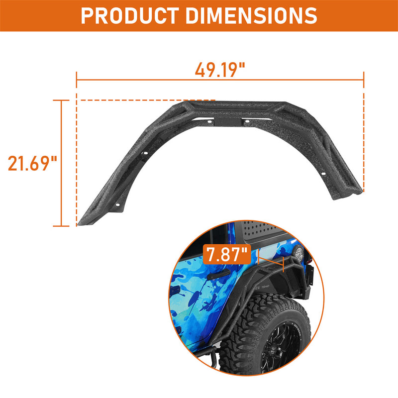 Load image into Gallery viewer, Tube Rear Fender Flares for 2018-2026 Jeep Wrangler JL Hooke Road b3096s 5