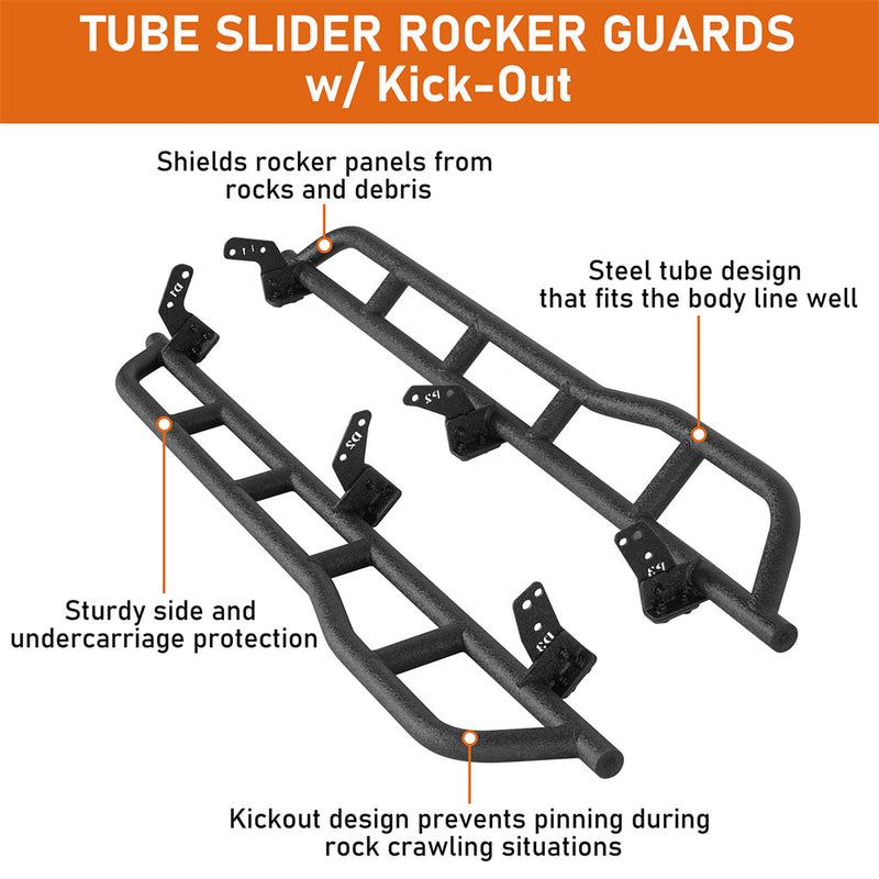 Load image into Gallery viewer, Hooke Road Tube Rock Sliders w/ Kick-Out for 1996-2002 Toyota 4Runner b9752s 8