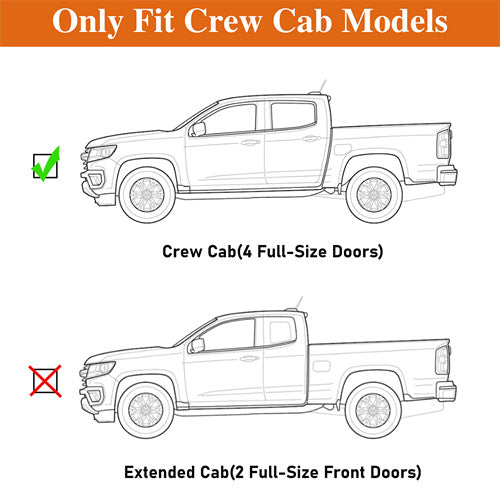 Load image into Gallery viewer, Hooke Road Tube Slider Rocker Guards for 2015-2024 Chevy Colorado & GMC Canyon Crew Cab b9102s 10