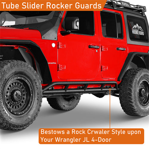 Load image into Gallery viewer, Hooke Road Jeep JL Tube Slider Rocker Guards for 2018-2024 Jeep Wrangler JL 4-Door b3079s 7