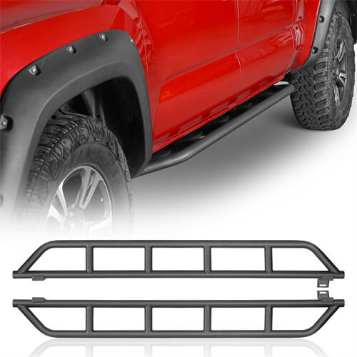 Load image into Gallery viewer, 2016-2023 Toyota Tacoma Side Steps Tube Slider Rocker Guards 4x4 Truck Parts - Hooke Road b4216s 2