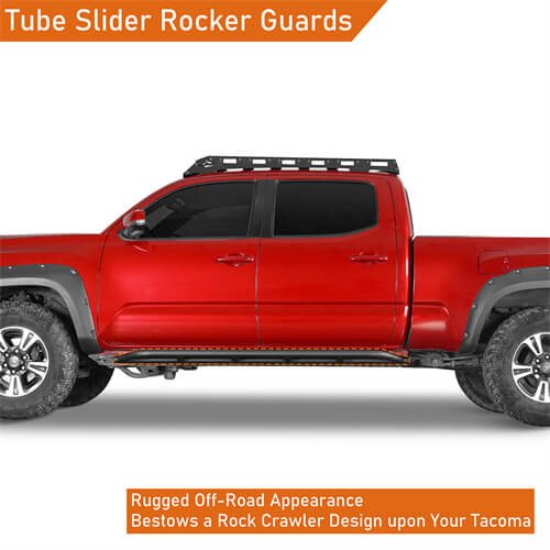 Load image into Gallery viewer, 2016-2023 Toyota Tacoma Side Steps Tube Slider Rocker Guards 4x4 Truck Parts - Hooke Road b4216s 9