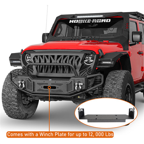 Load image into Gallery viewer, Jeep Wrangler JL Front Bumper Gladiator JT Front Bumper Aftermarket Bumper 4x4 Jeep Parts - Hooke Road b3062s 7