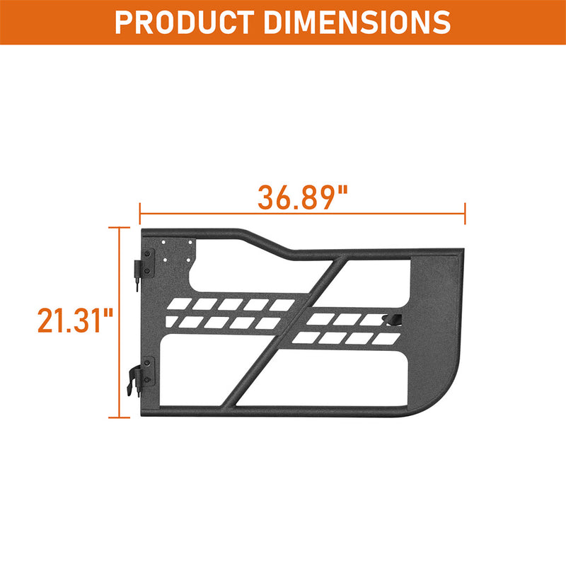 Load image into Gallery viewer, 18-23 Jeep Wrangler JL Tubular Half Doors w/Side View Mirrors For 2-Door - Hooke Road b3046s 11