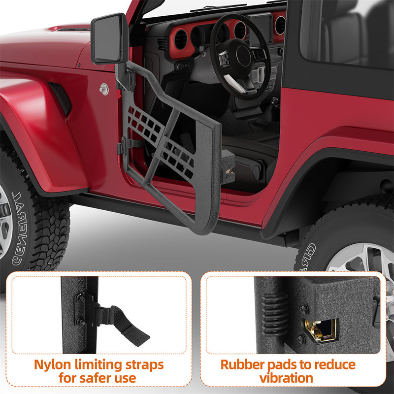 Load image into Gallery viewer, 18-23 Jeep Wrangler JL Tubular Half Doors w/Side View Mirrors For 2-Door - Hooke Road b3046s 16