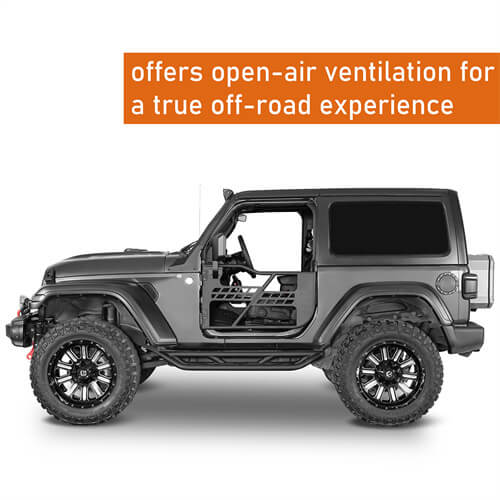 Load image into Gallery viewer, 18-23 Jeep Wrangler JL Tubular Half Doors w/Side View Mirrors For 2-Door - Hooke Road b3046s 17