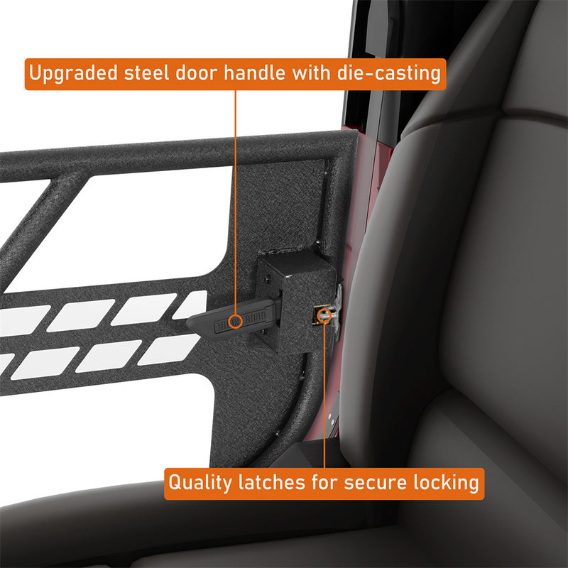 Load image into Gallery viewer, 18-23 Jeep Wrangler JL Tubular Half Doors w/Side View Mirrors For 2-Door - Hooke Road b3046s 17