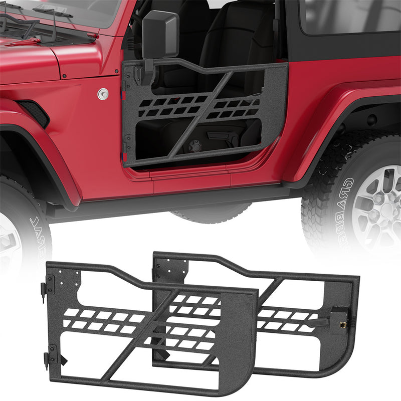 Load image into Gallery viewer, 18-23 Jeep Wrangler JL Tubular Half Doors w/Side View Mirrors For 2-Door - Hooke Road b3046s 3