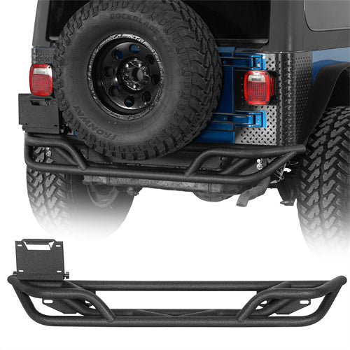 Load image into Gallery viewer, Hooke Road Tubular Rear Bumper for 1987-2006 Jeep Wrangler YJ TJ b1083s 1