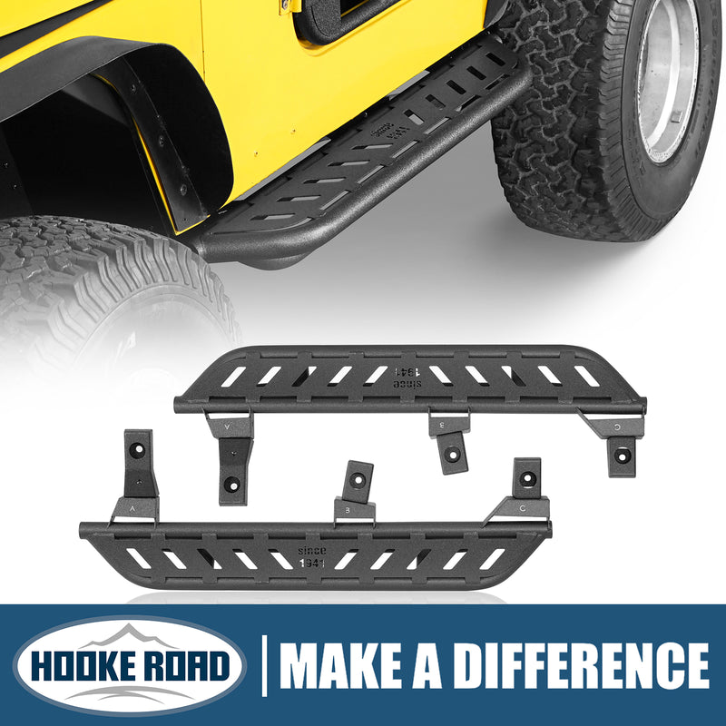 Load image into Gallery viewer, Hooke Road Tubular Side Steps for 1997-2006 Jeep Wrangler TJ, Excluding Unlimited b1037 1