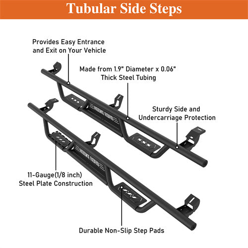Hooke Road  Tubular Side Steps Running Boards for 2005-2023 Toyota Tacoma Double Cab b4217s 12