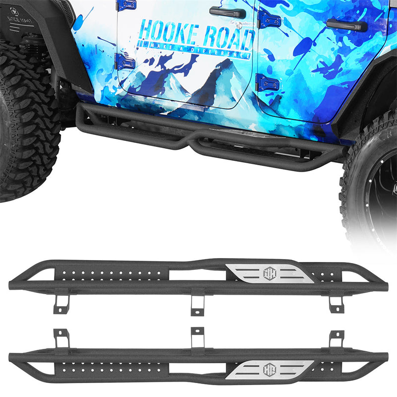 Load image into Gallery viewer, Two-Stair Nerf Side Steps for 2018-2026 Jeep Wrangler JL 4-Door Hooke Road b3101 1