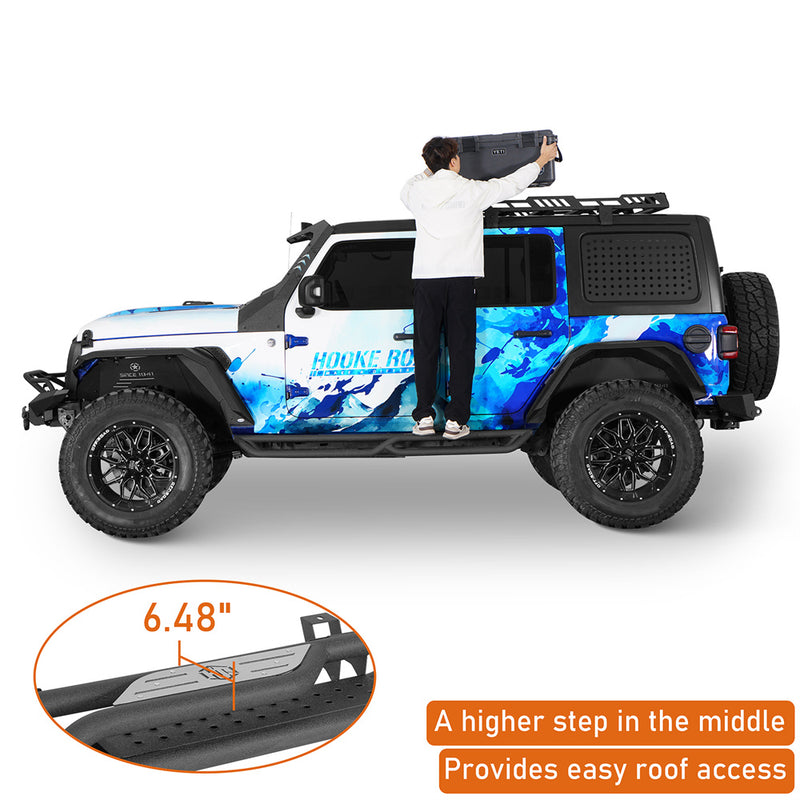 Load image into Gallery viewer, Two-Stair Nerf Side Steps for 2018-2026 Jeep Wrangler JL 4-Door Hooke Road b3101 6