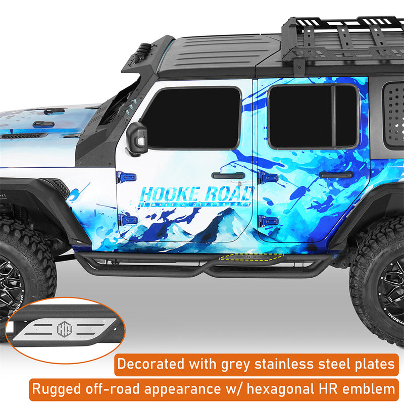 Load image into Gallery viewer, Two-Stair Nerf Side Steps for 2018-2026 Jeep Wrangler JL 4-Door Hooke Road b3101 7