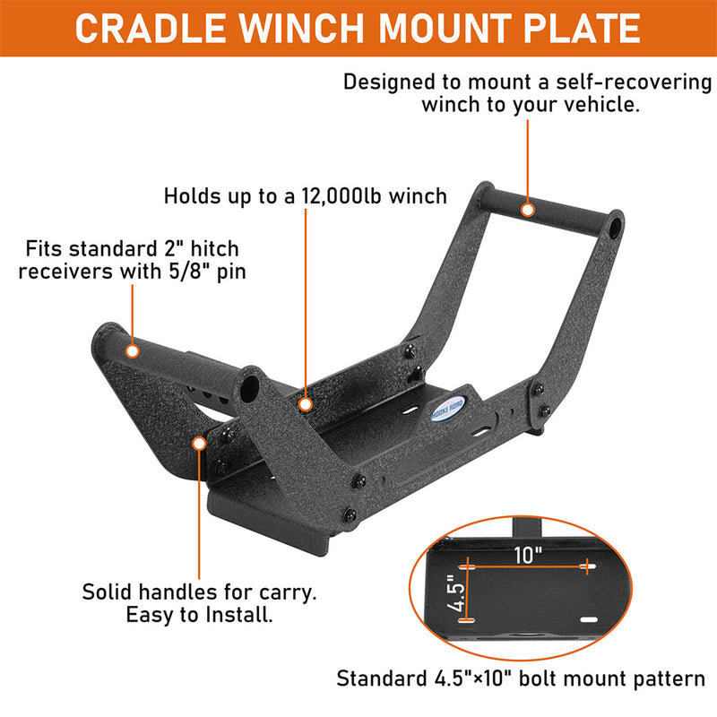 Load image into Gallery viewer, Hooke Road Universal Cradle Winch Mount Plate For 2" Hitch Receiver b9927s 7