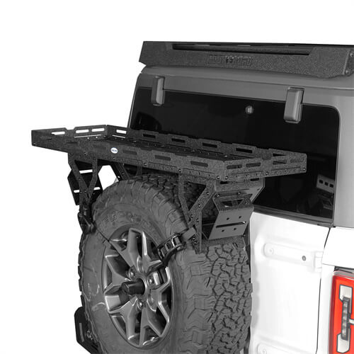 Load image into Gallery viewer, Hooke Road Universal Spare Tire Utility Basket Fits for 30" to 40" Tire for Jeep Wrangler JK JL TJ YJ CJ & Ford Bronco b1031s 11