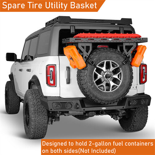 Load image into Gallery viewer, Hooke Road Universal Spare Tire Utility Basket Fits for 30" to 40" Tire for Jeep Wrangler JK JL TJ YJ CJ & Ford Bronco b1031s 12