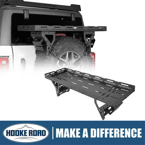 Load image into Gallery viewer, Hooke Road Universal Spare Tire Utility Basket Fits for 30" to 40" Tire for Jeep Wrangler JK JL TJ YJ CJ & Ford Bronco b1031s 1