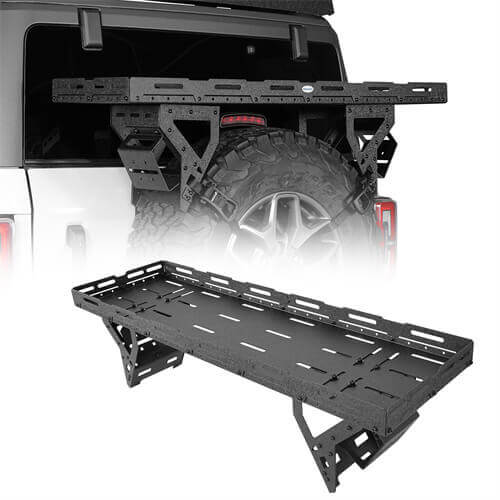 Load image into Gallery viewer, Hooke Road Universal Spare Tire Utility Basket Fits for 30" to 40" Tire for Jeep Wrangler JK JL TJ YJ CJ & Ford Bronco b1031s 2