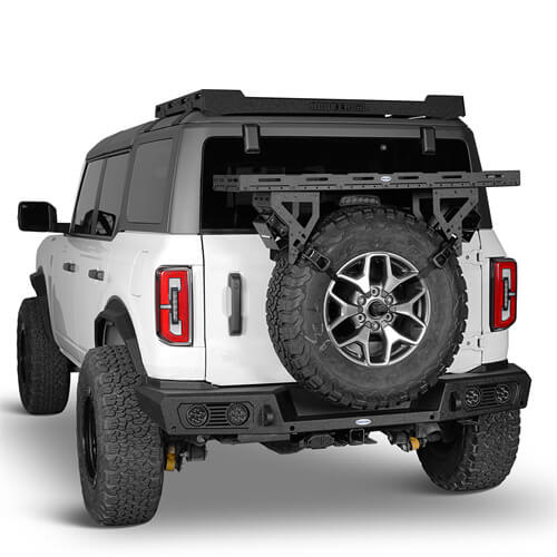 Load image into Gallery viewer, Hooke Road Universal Spare Tire Utility Basket Fits for 30" to 40" Tire for Jeep Wrangler JK JL TJ YJ CJ & Ford Bronco b1031s 3