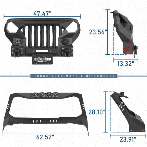 Load image into Gallery viewer, Hooke Road Mad Max Front Bumper & Windshield Frame Cover(18-25 Jeep Wrangler JL & Gladiator JT; Excluding Wrangler 4xe, Rubicon 392, JT Mojave)