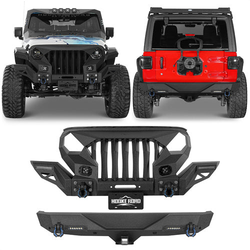 Hooke Road Jeep JL Mad Max Front Bumper & Rear Bumper Combo(18-25 Jeep Wrangler JL)