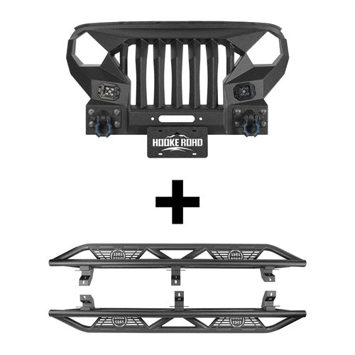 Load image into Gallery viewer, Hooke Road Mad Max Front Bumper & Side Steps(18-25 Jeep Wrangler JL 4-Door)