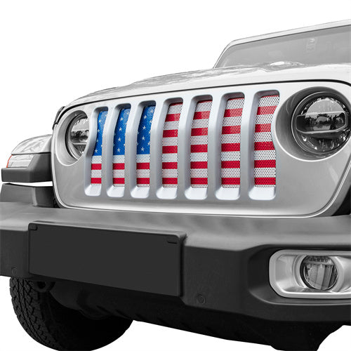 Hooke Road US American Flag Jeep Grille Insert for 2018-2024 Jeep Wrangler JL & Gladiator JT mmr30178 3