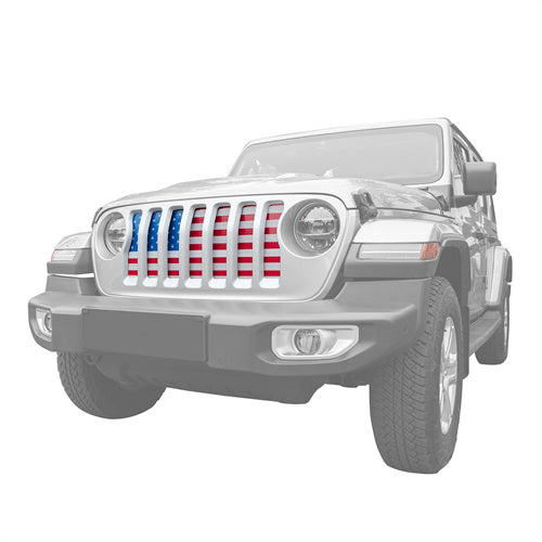 Hooke Road US American Flag Jeep Grille Insert for 2018-2024 Jeep Wrangler JL & Gladiator JT mmr30178 6