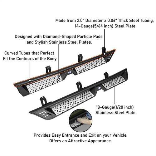 Load image into Gallery viewer, Jeep Gladiator Side Steps Wheel To Wheel Running Boards Pickup Truck Parts - Hooke Road b7017 15