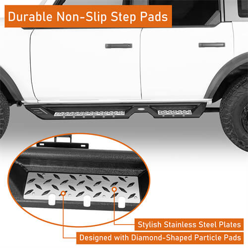 Load image into Gallery viewer, 2021 2022 2023 Ford Bronco Wheel To Wheel Running Boards Side Steps 4x4 Truck Parts For 4-Door - Hooke Road b8928 10