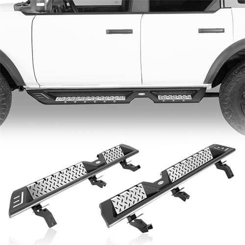 Load image into Gallery viewer, 2021 2022 2023 Ford Bronco Wheel To Wheel Running Boards Side Steps 4x4 Truck Parts For 4-Door - Hooke Road b8928 2