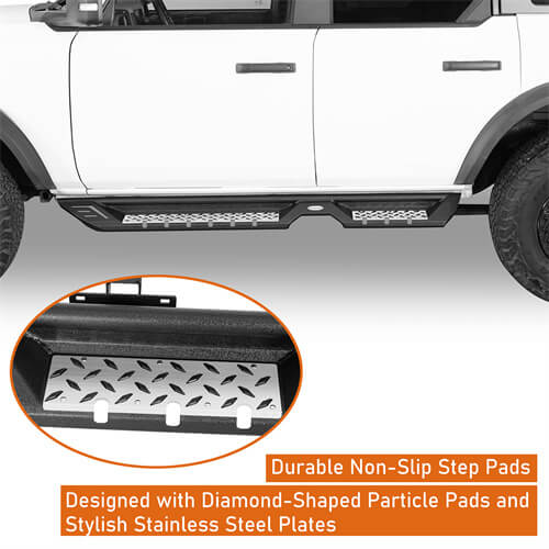 Load image into Gallery viewer, 2021 2022 2023 Ford Bronco Wheel To Wheel Running Boards Side Steps 4x4 Truck Parts For 4-Door - Hooke Road b8928 9