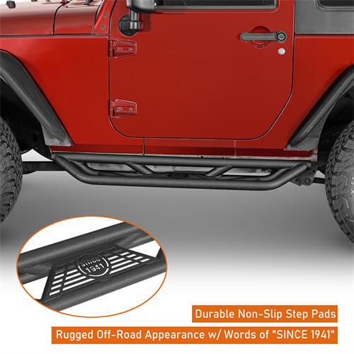 Load image into Gallery viewer, 2007-2018 Jeep Wrangler JK Wheel To Wheel Running Boards Side Steps 4x4 Parts For 2-Door - Hooke Road b22087 11