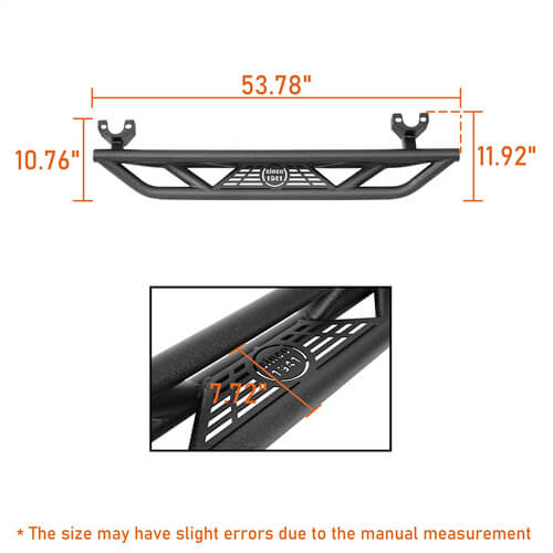 Load image into Gallery viewer, 2007-2018 Jeep Wrangler JK Wheel To Wheel Running Boards Side Steps 4x4 Parts For 2-Door - Hooke Road b22087 15