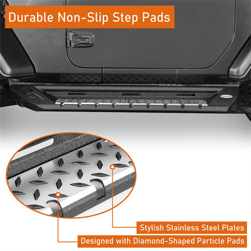 Load image into Gallery viewer, Wheel To Wheel Running Boards 4x4 Jeep Parts For 2018-2023 Jeep Wrangler JL 2-Door - Hooke Road b3051 14