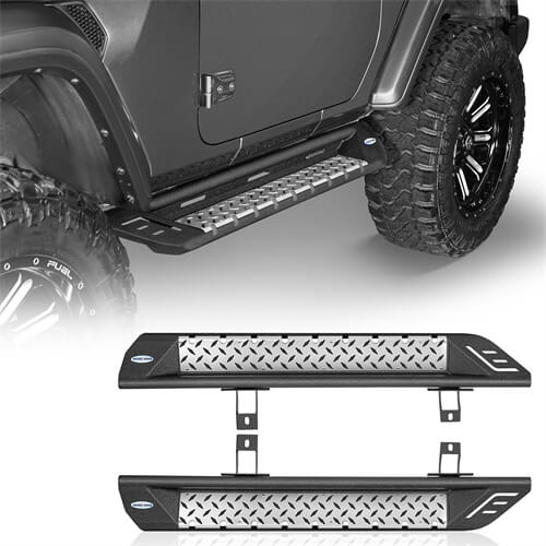 Load image into Gallery viewer, Wheel To Wheel Running Boards 4x4 Jeep Parts For 2018-2023 Jeep Wrangler JL 2-Door - Hooke Road b3051 3