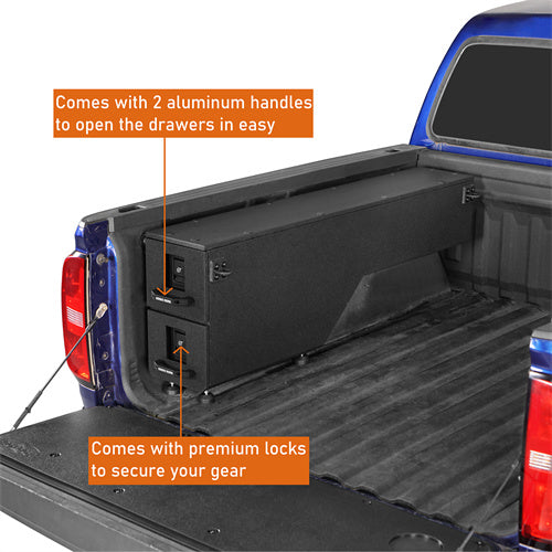 Hooke Road Wheel Well Storage Drawer System Truck Side Box for 2015-2022 Chevy Colorado GMC Canyon  5'2" Bed b9105s 8