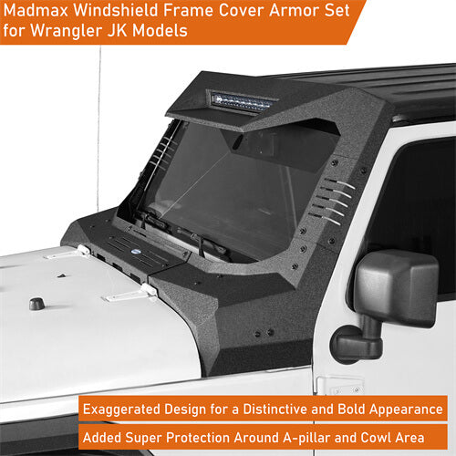 Load image into Gallery viewer, Jeep Wrangler JK Madmax Windshield Frame Cover Visor/Cowl 4x4 Jeep Parts - Hooke Road b2090s 11