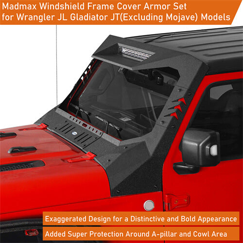Load image into Gallery viewer, Jeep Wrangler JL & Gladiator JT Madmax Windshield Frame Cover Visor/Cowl 4x4 Jeep Parts - Hooke Road b3058s 10
