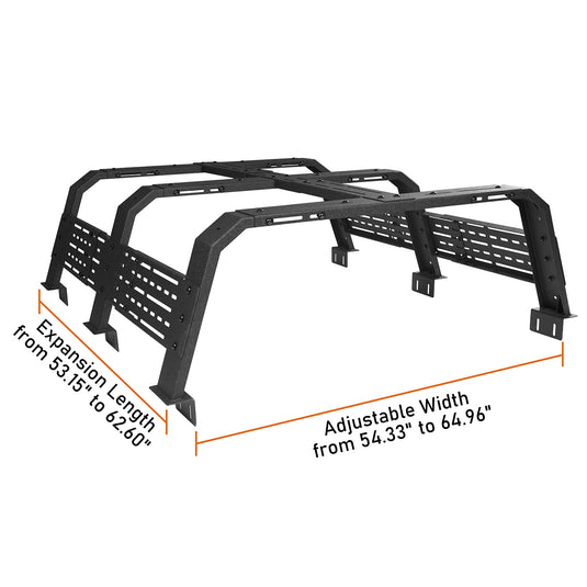 18.8" High Overland Bed Rack Fits Toyota Tacoma & Tundra - Hooke Road b9905s 16